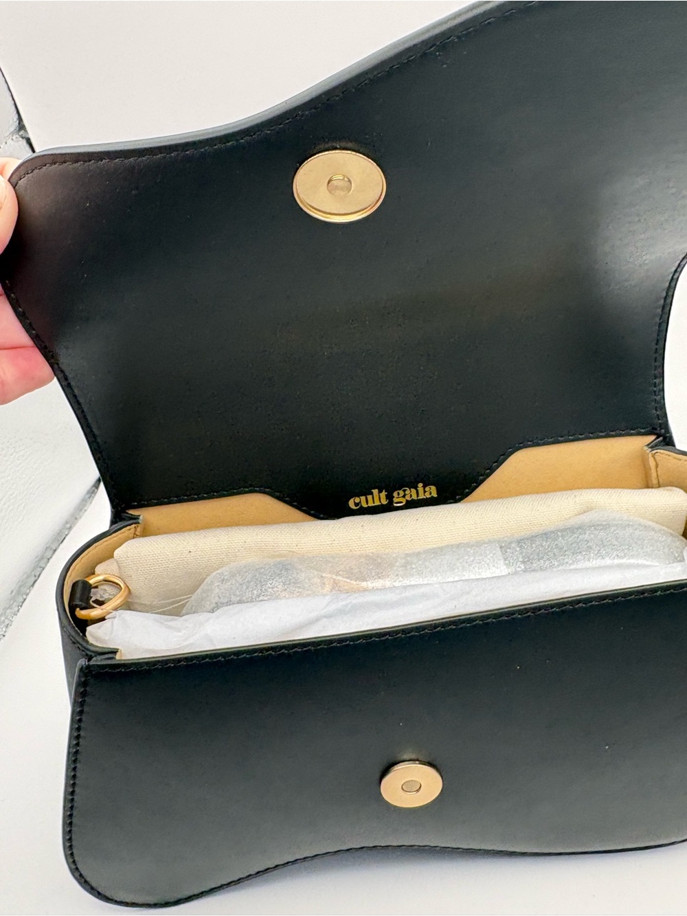 cult gaia Black Kazia Crossbody Bag with Gold Accents - Picture 10 of 16